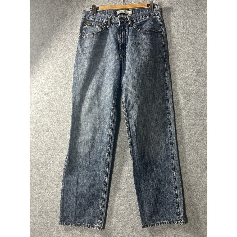 Lee Baggy Y2K Men's 32x32 Blue Denim  Relaxed Fit Straight Leg Jeans Whiskers